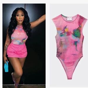 ZARA ©DAVID PHER PRINTED BODYSUIT PINK